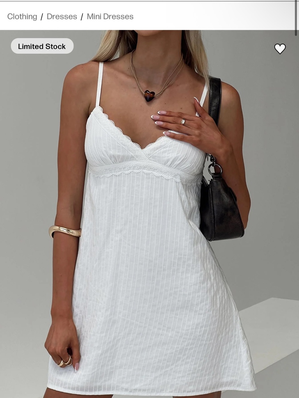 Princess Polly White Lace-Trim Mini Slip Dress